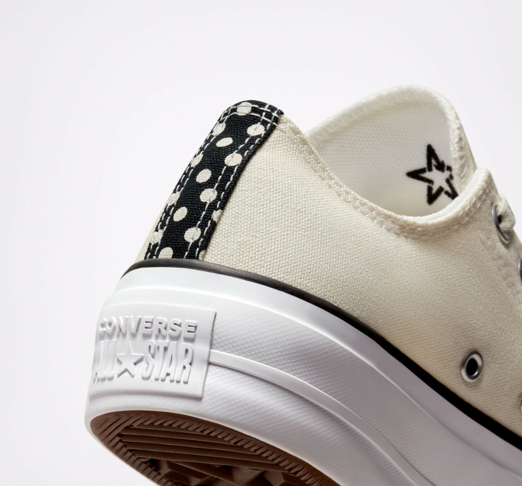 Converse Womens Chuck Taylor All Star Lift Platform Polka Dots Shoes Ecru
