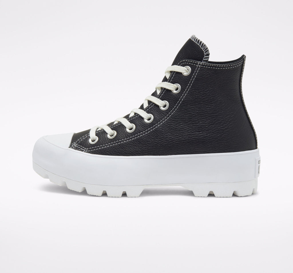 Converse Chuck Taylor All Star Lugged Leather Shoes in Black and White UK 8.5