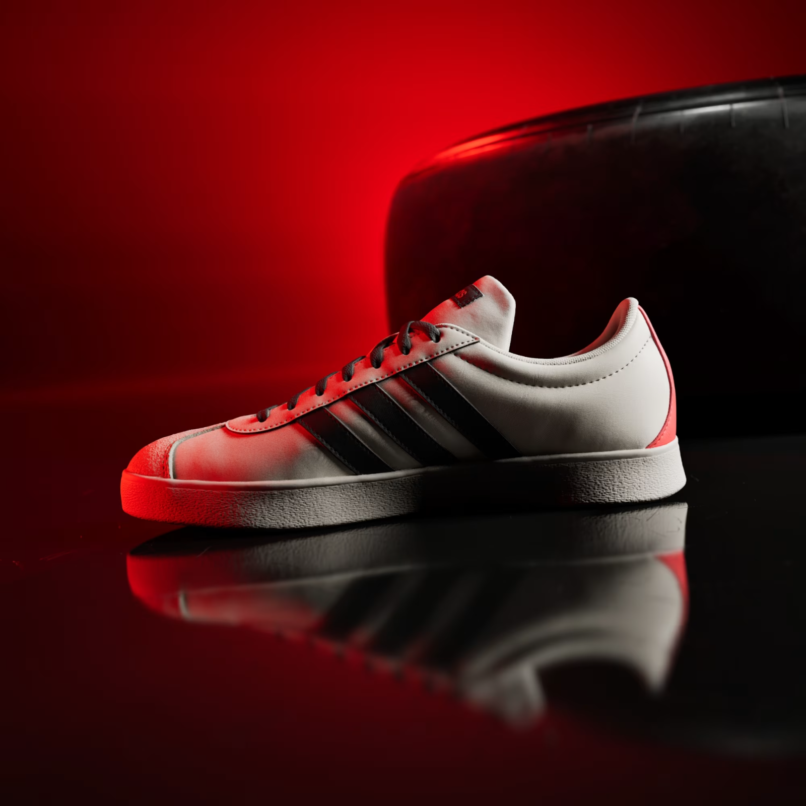 Adidas AUDI F1 TEAM VL COURT SHOES in Chalk Pearl / Utility Black / Hi-Res Red