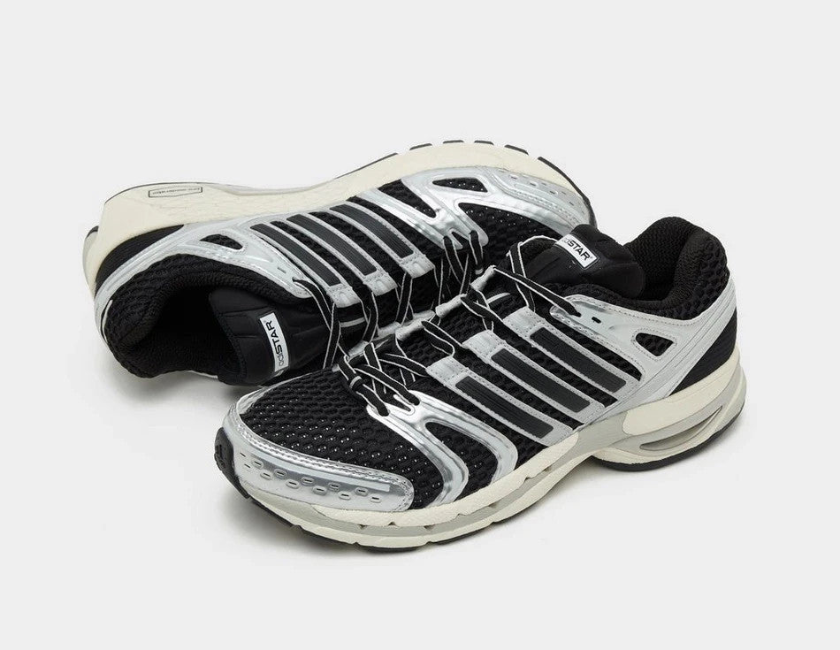 adidas Originals Adistar Control 5 Shoes in Black and Metallic Silver