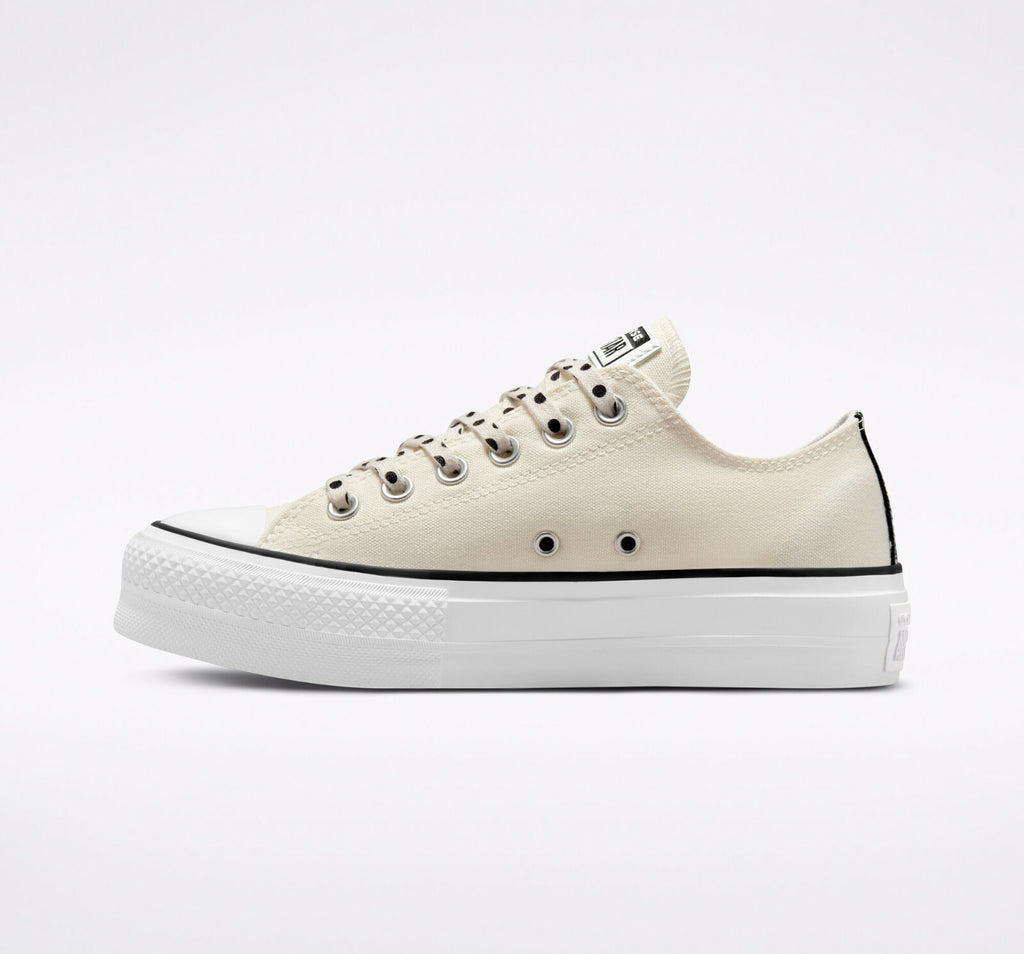 Converse Womens Chuck Taylor All Star Lift Platform Polka Dots Shoes Ecru