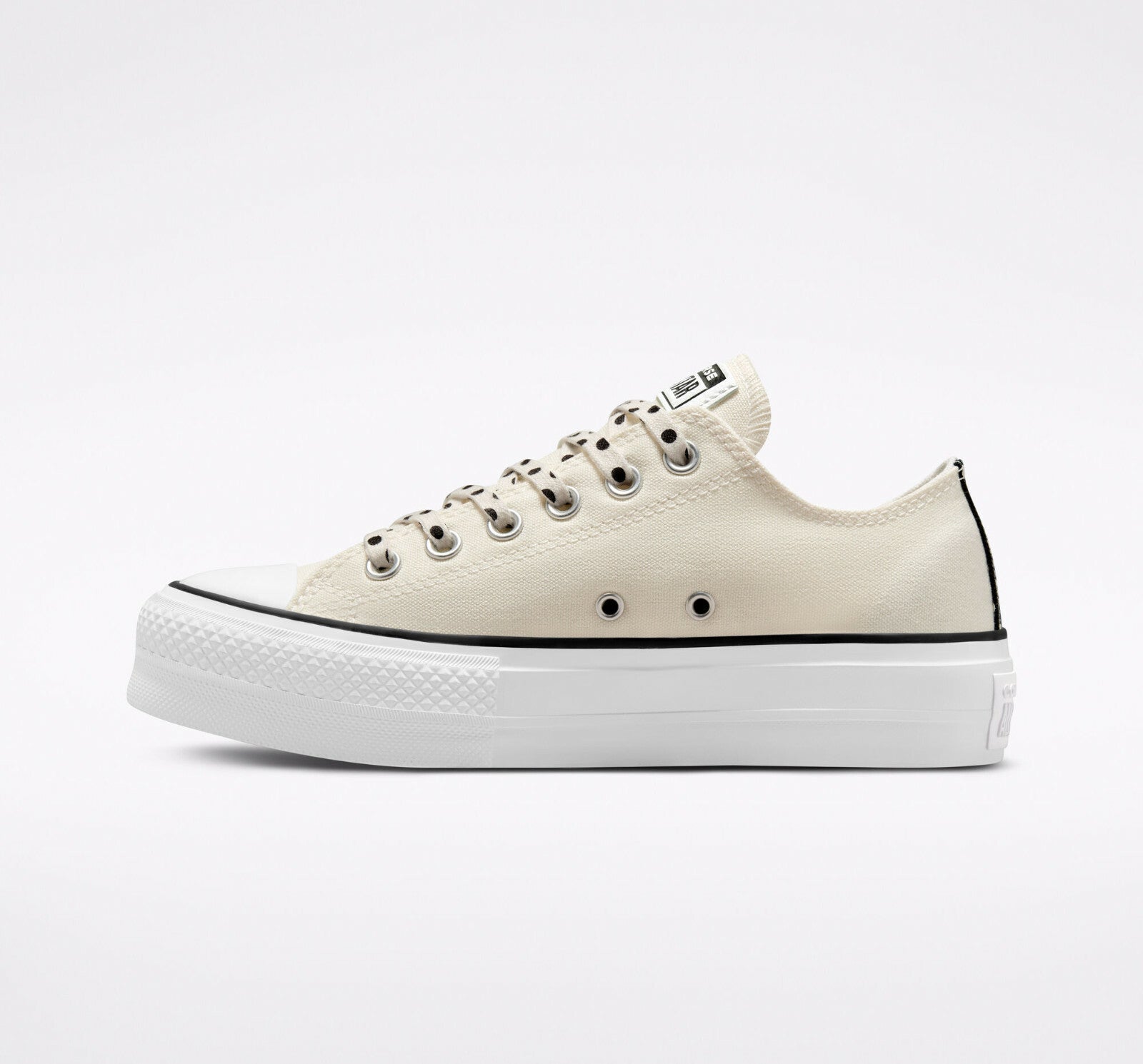 Converse Womens Chuck Taylor All Star Lift Platform Polka Dots Shoes Ecru