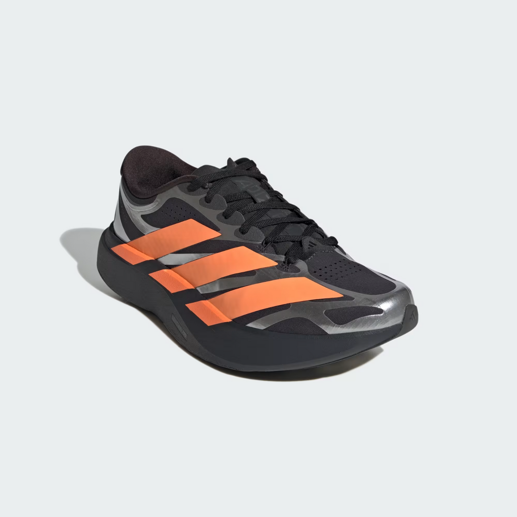 Adidas ADIZERO EVO SL EXO Shoes in Carbon/Lucid Orange/Silver Metallic