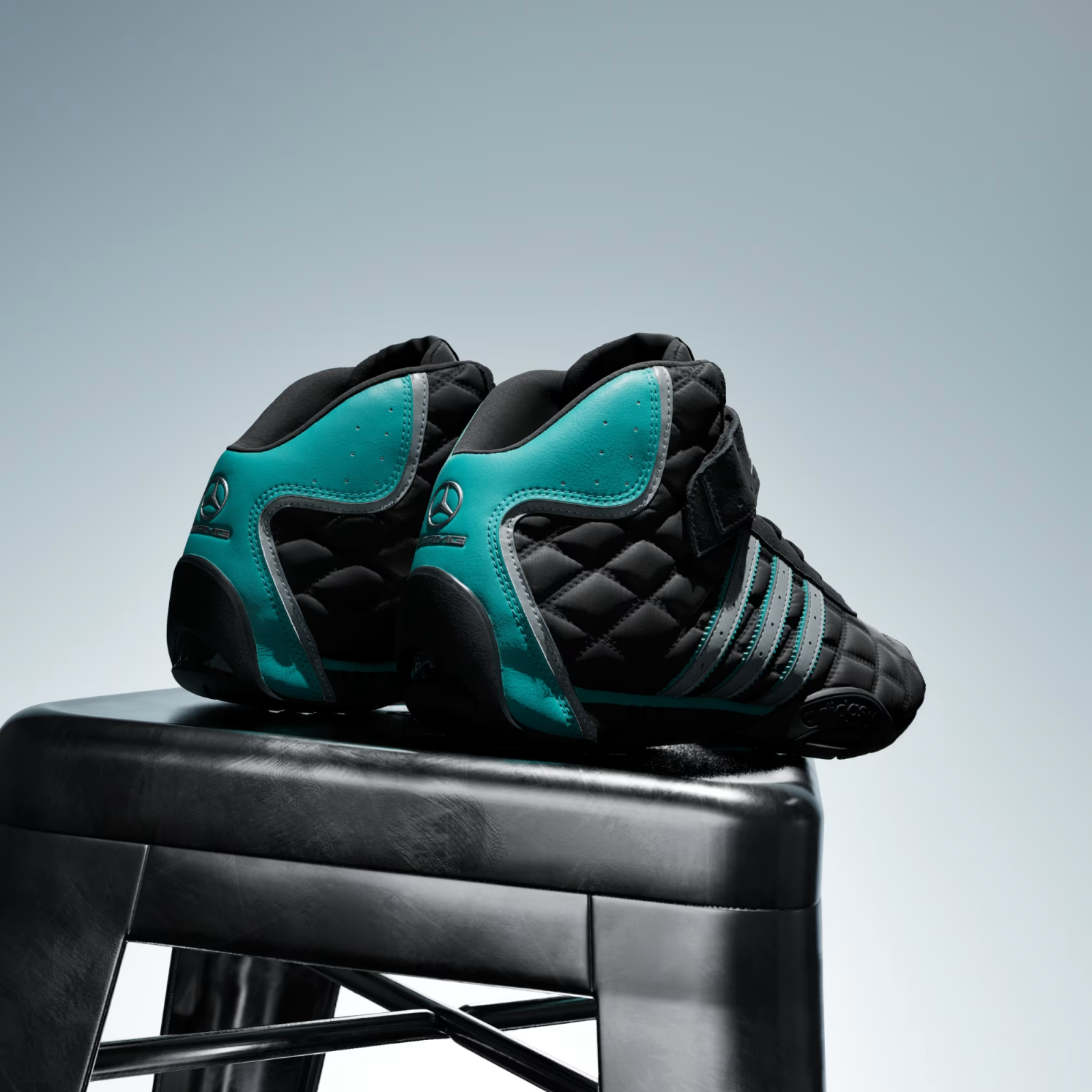 Adidas ADIRACER HI MERCEDES AMG PETRONAS F1 TEAM SHOES in  Black / Matte Silver