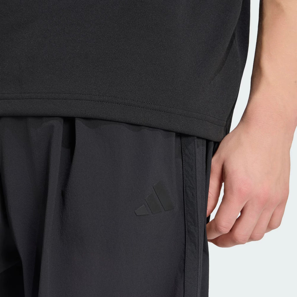 Adidas Men's City Tech 3 Stripes Loose Fit Tracksuit Bottoms Black