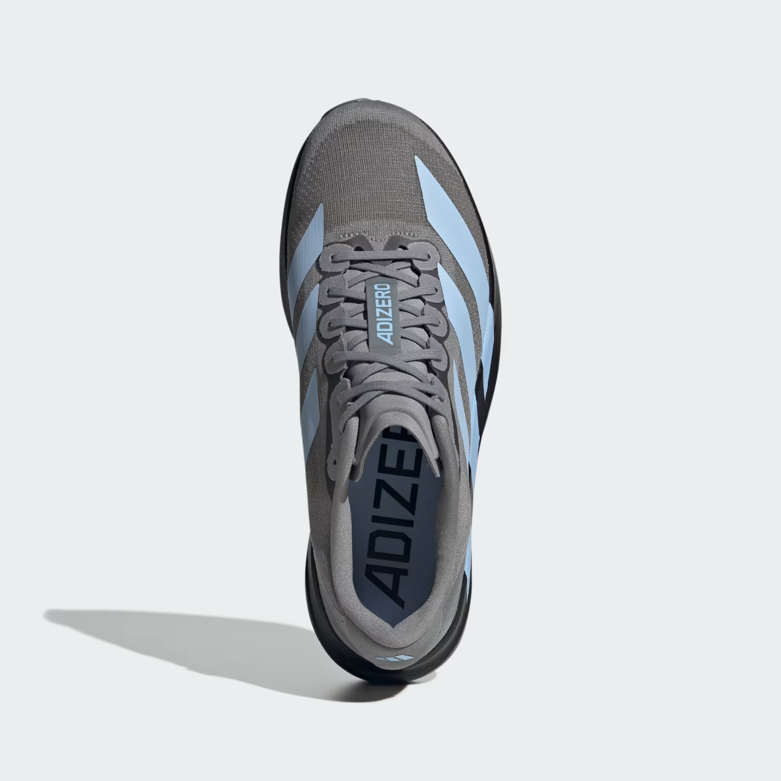 Adidas Adizero Evo SL Shoes in Grey Three/Glow Blue/Core Black