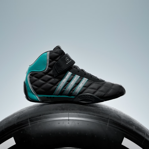 Adidas ADIRACER HI MERCEDES AMG PETRONAS F1 TEAM SHOES in  Black / Matte Silver