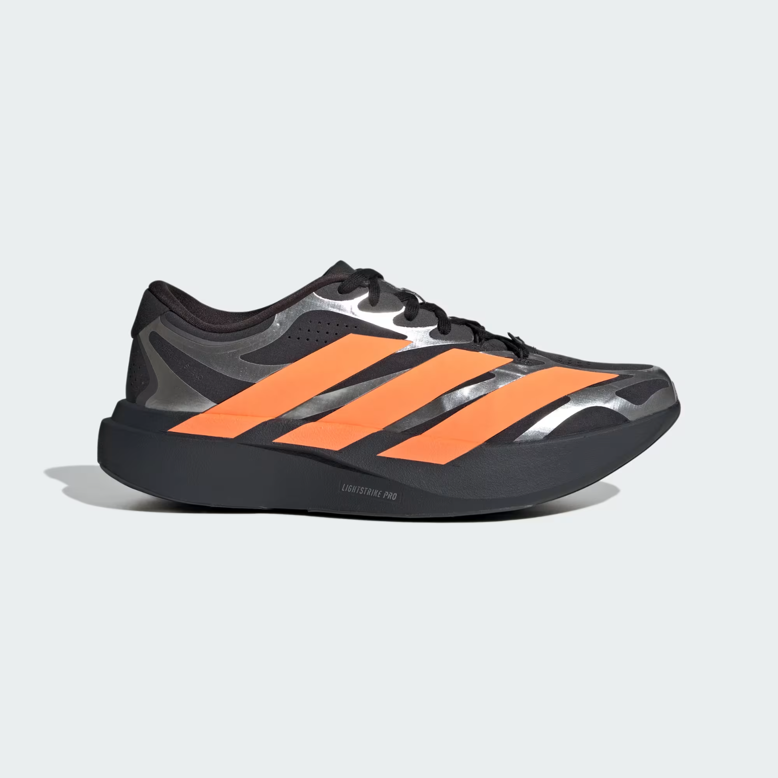 Adidas ADIZERO EVO SL EXO Shoes in Carbon/Lucid Orange/Silver Metallic