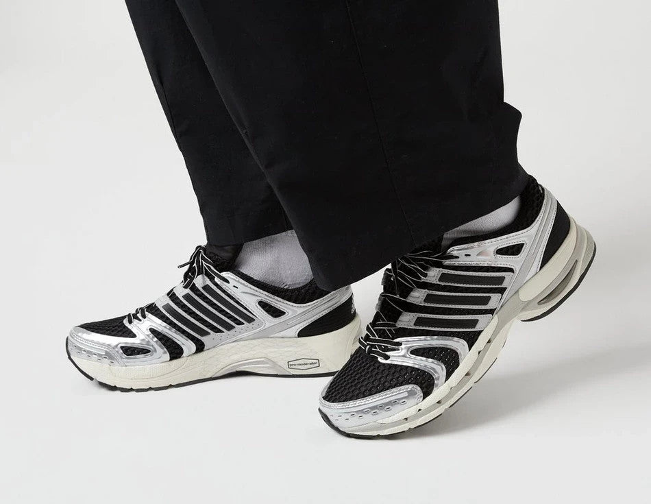 adidas Originals Adistar Control 5 Shoes in Black and Metallic Silver