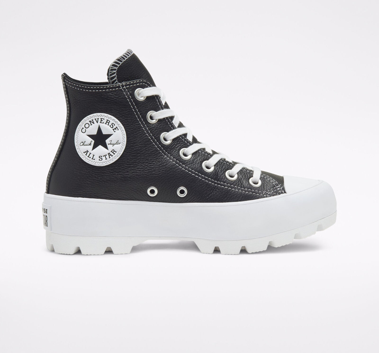Converse Chuck Taylor All Star Lugged Leather Shoes in Black and White UK 8.5