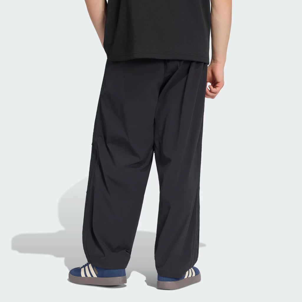 Adidas Men's City Tech 3 Stripes Loose Fit Tracksuit Bottoms Black