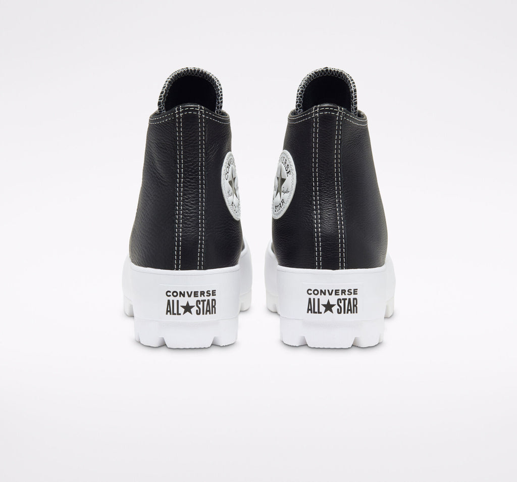 Converse Chuck Taylor All Star Lugged Leather Shoes in Black and White UK 8.5