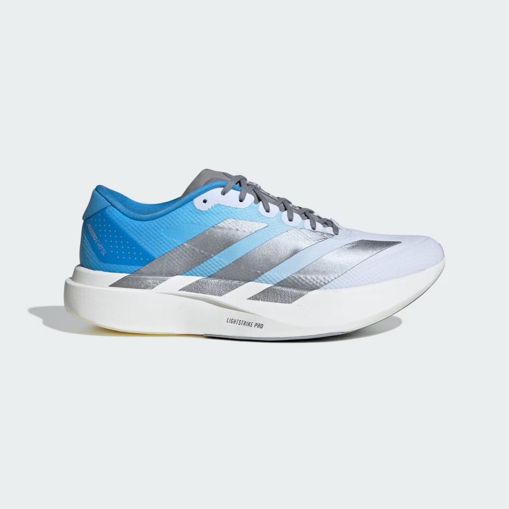 Adidas ADIZERO EVO SL Trainers in White and Blue Shoes