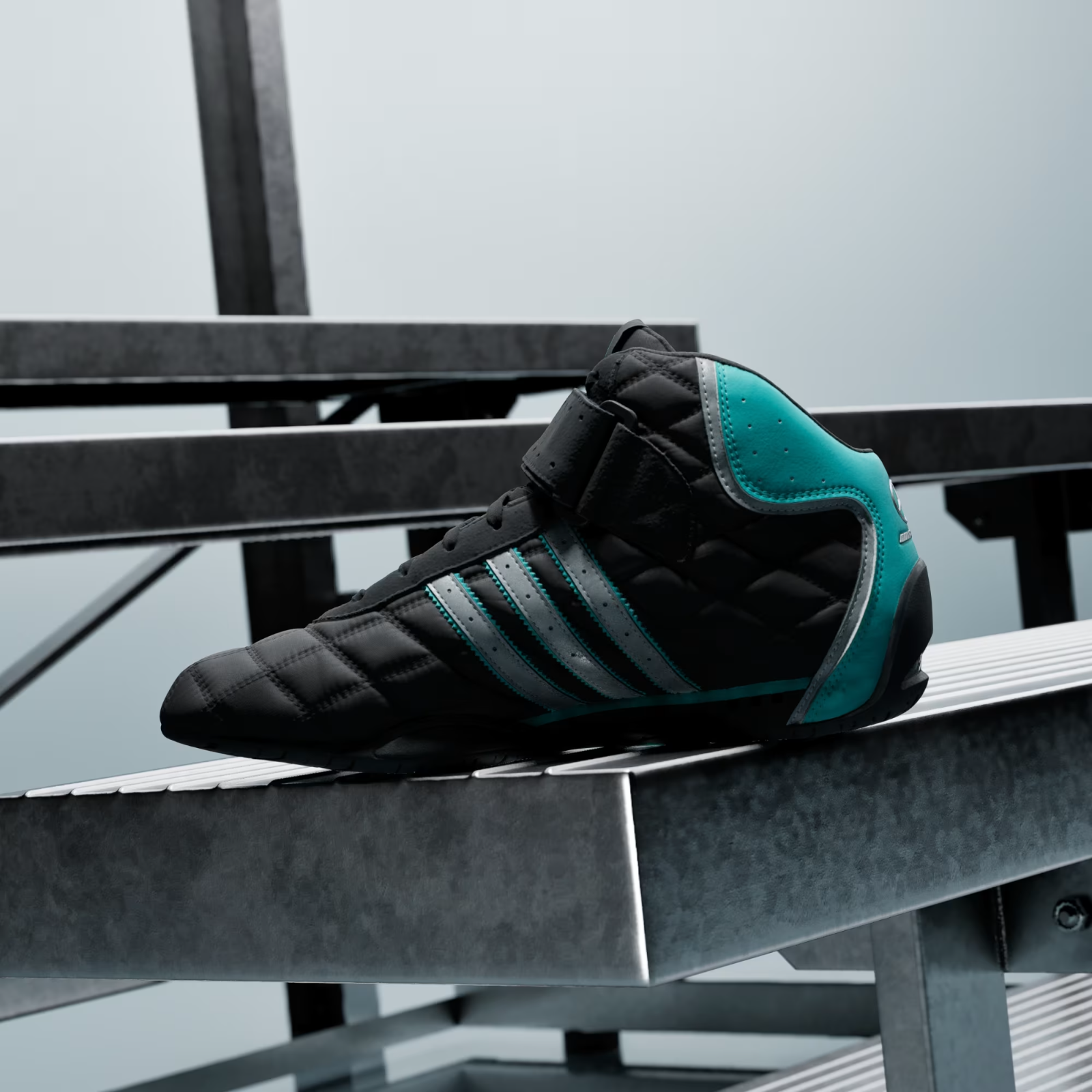 Adidas ADIRACER HI MERCEDES AMG PETRONAS F1 TEAM SHOES in  Black / Matte Silver