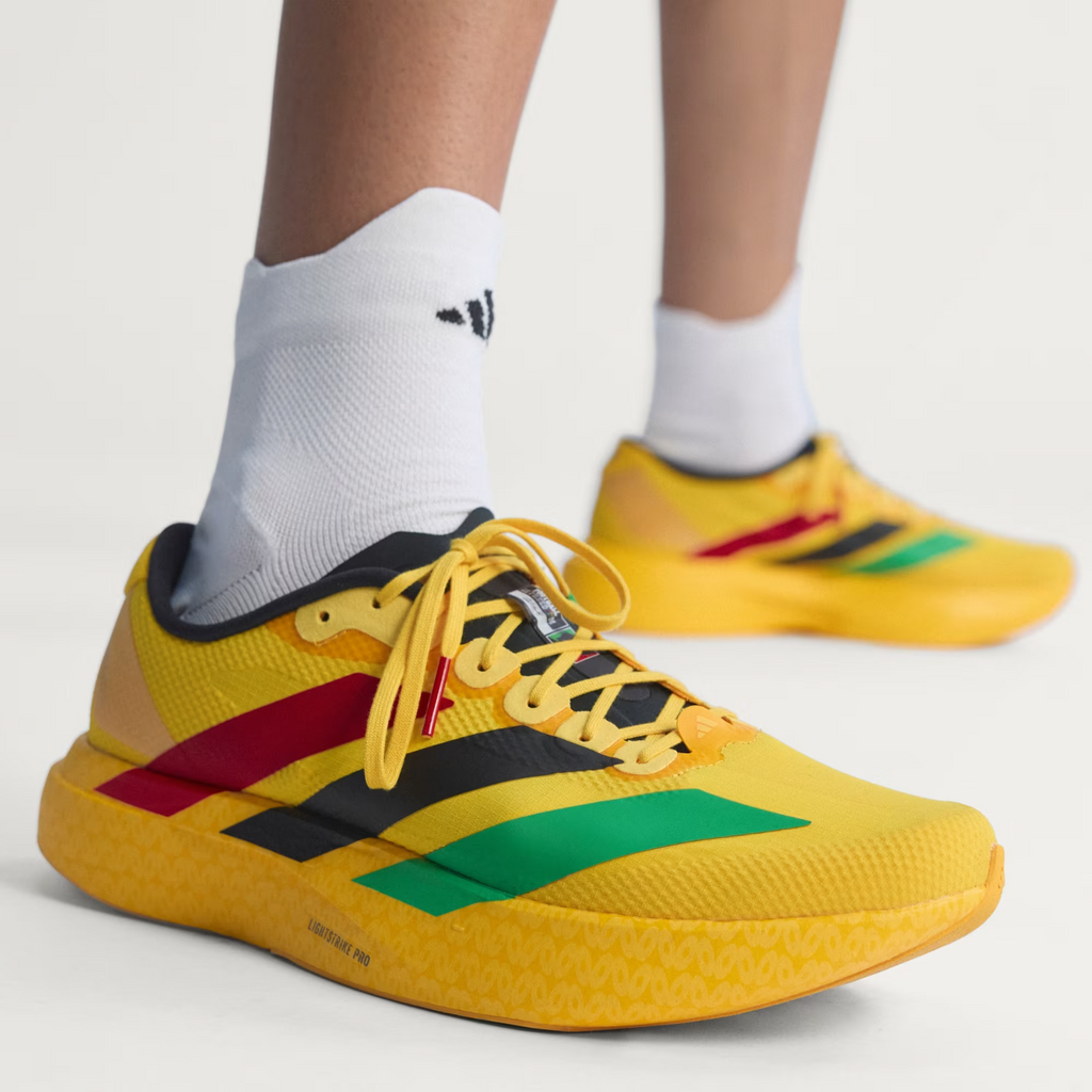 Adidas ADIZERO EVO SL Trainers in Bold Gold/Vivid Green/Pure Ruby Shoes