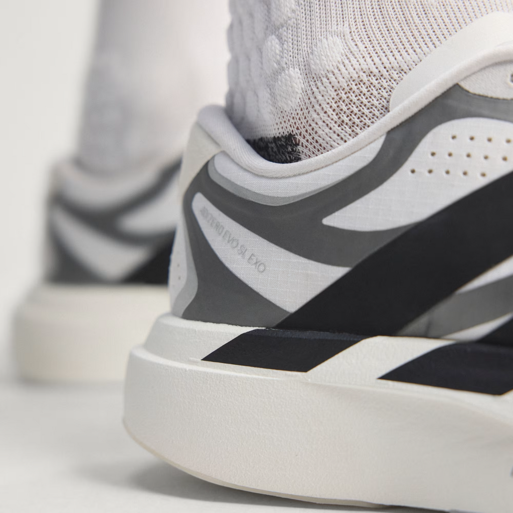 Adidas ADIZERO EVO SL EXO Shoes in Cloud White/Core Black/Iron Metallic