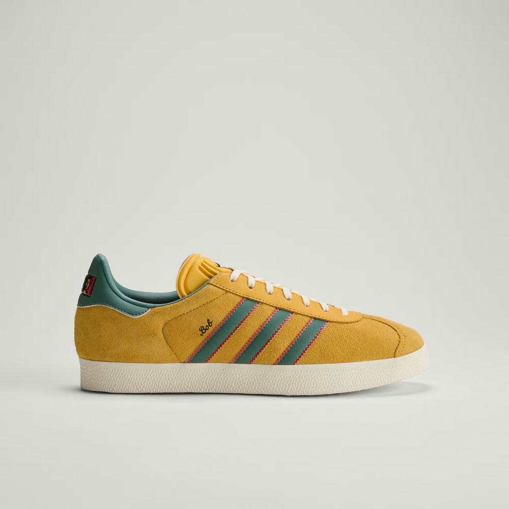 adidas Gazelle Jamaica x Bob Marley Shoes in Gold and White / Green