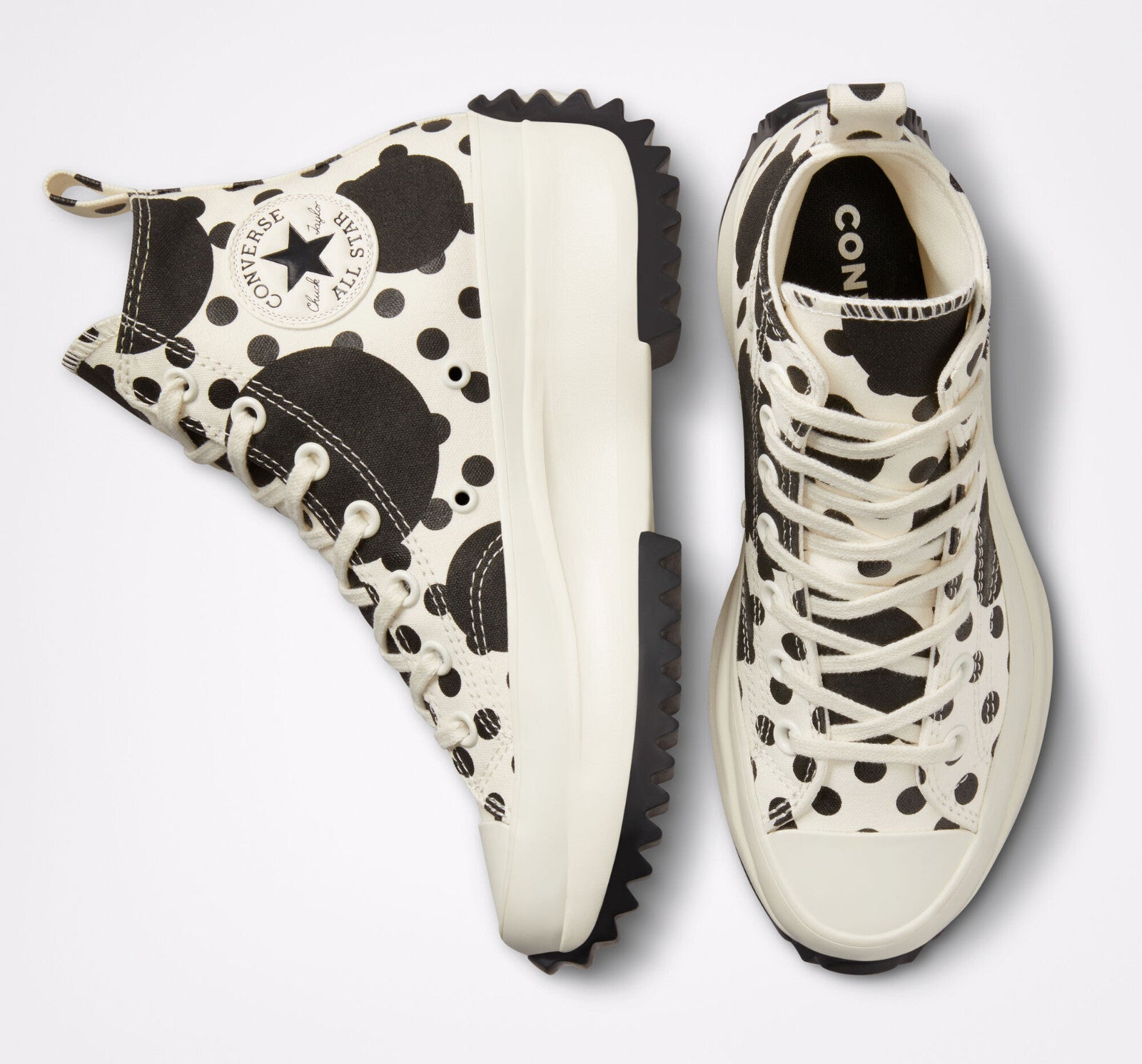 Converse Womens Run Star Hike Platform Polka Dots High-Top Shoe Ecru / Black