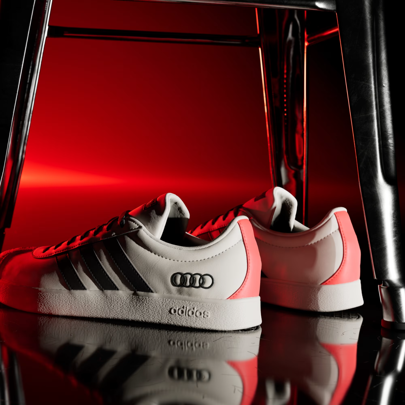Adidas AUDI F1 TEAM VL COURT SHOES in Chalk Pearl / Utility Black / Hi-Res Red