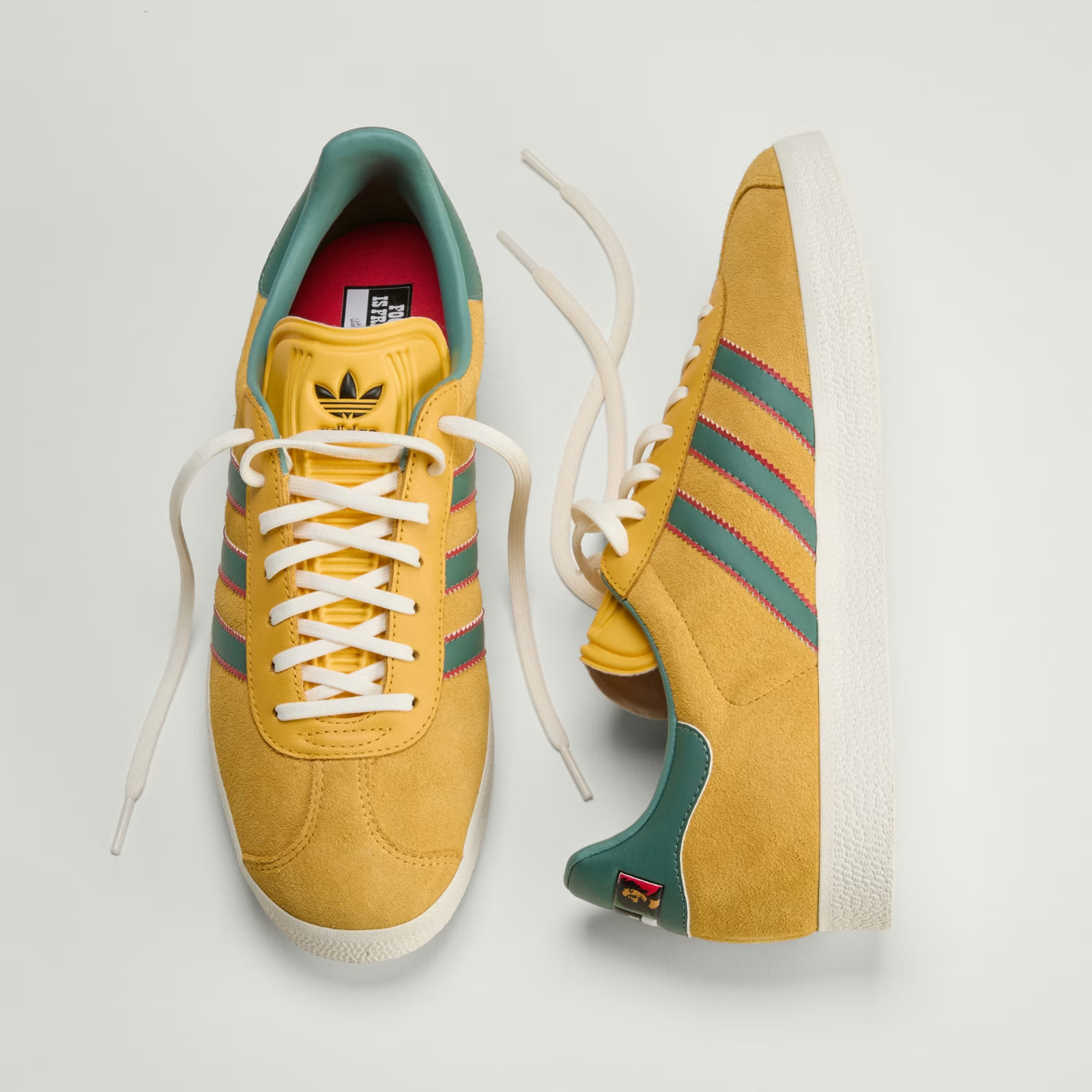 adidas Gazelle Jamaica x Bob Marley Shoes in Gold and White / Green