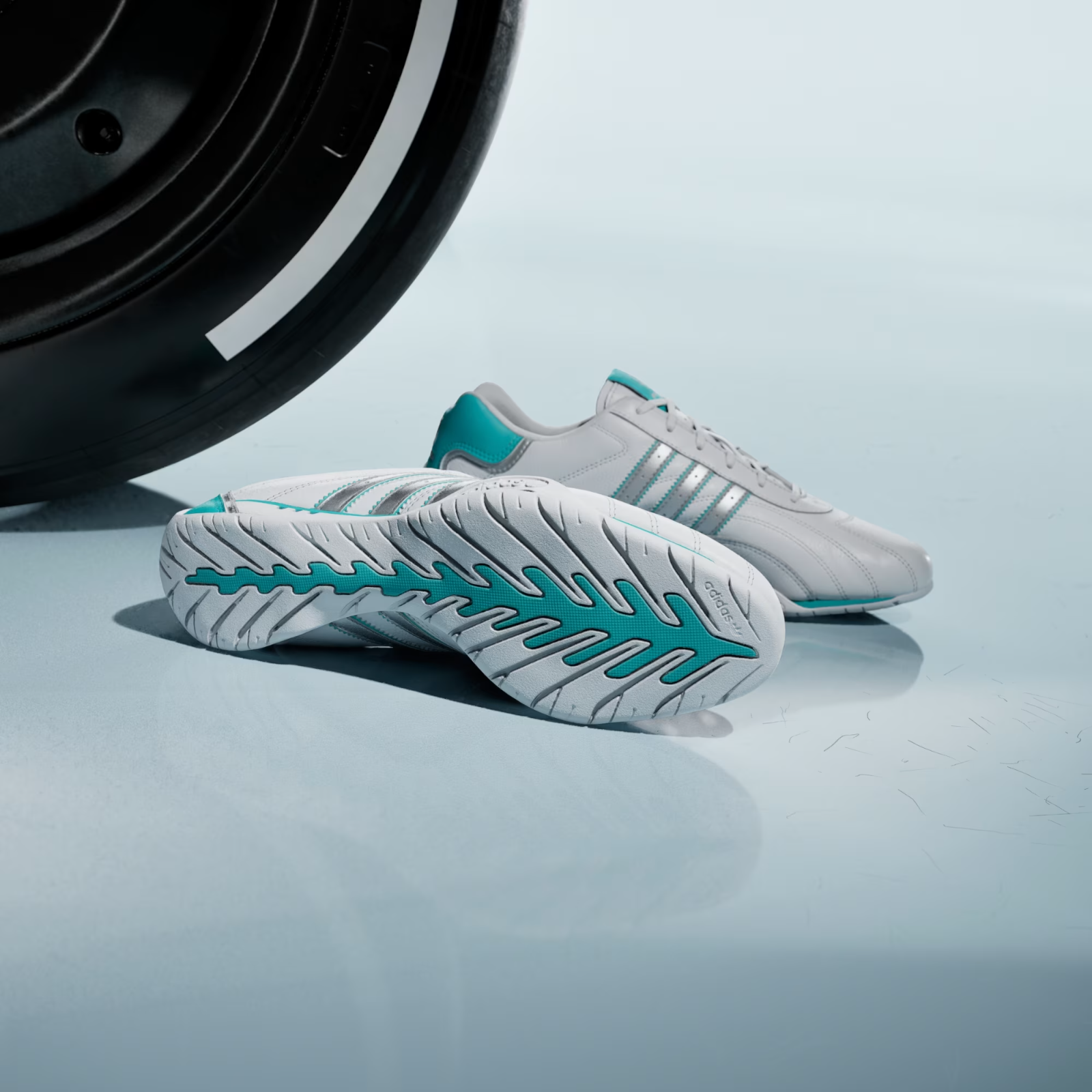 Adidas ADIRACER LO MERCEDES AMG PETRONAS F1 TEAM SHOES in Cloud White