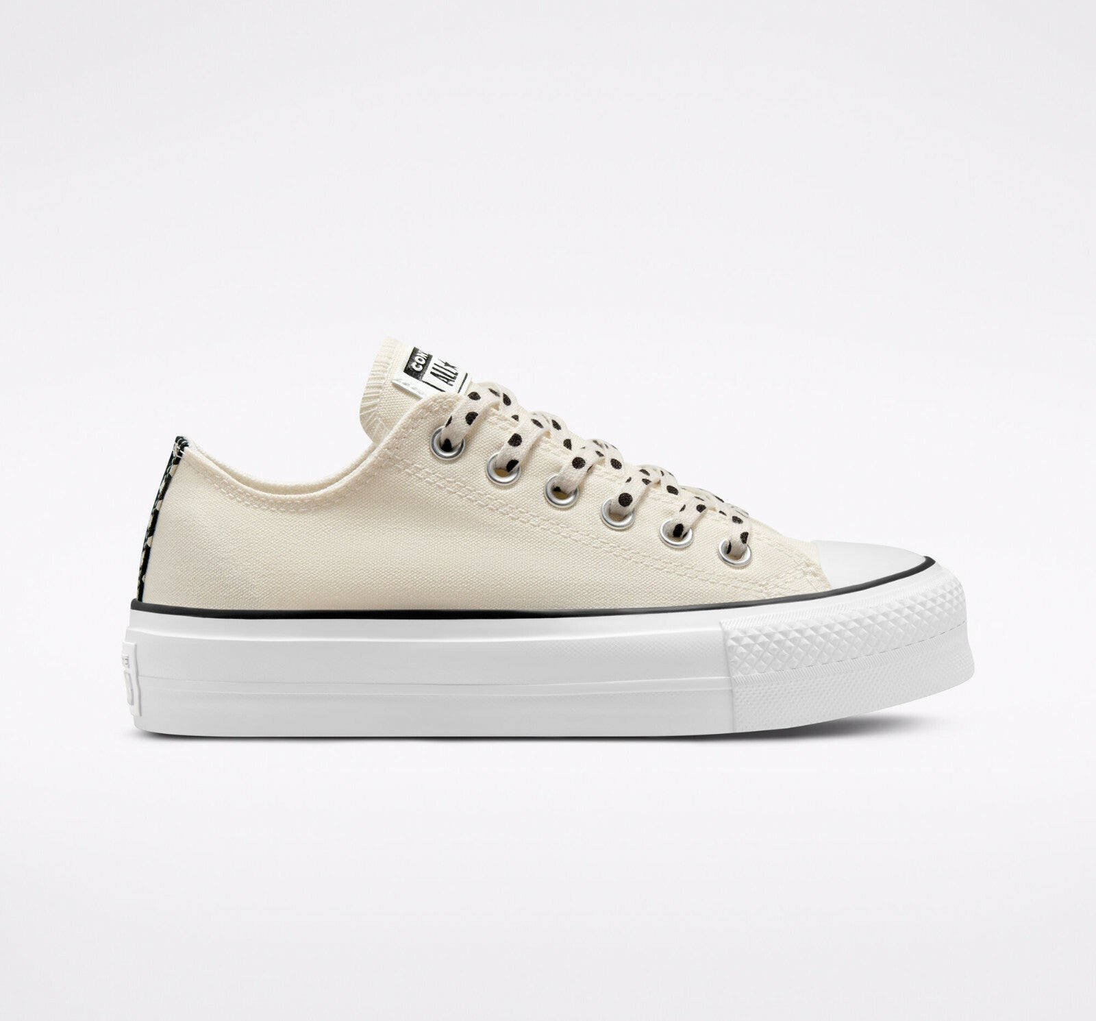 Converse Womens Chuck Taylor All Star Lift Platform Polka Dots Shoes Ecru