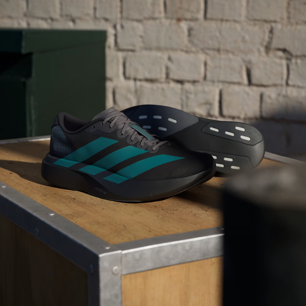 Adidas Adizero Evo SL Shoes in Black/Pure Teal/Grey Four