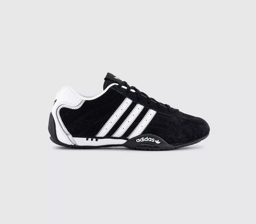 adidas Adiracer Lo Trainers Core Black White Silver Metallic and White