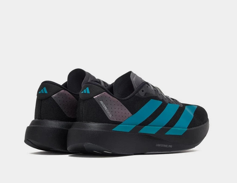 Adidas Adizero Evo SL Shoes in Black/Pure Teal/Grey Four