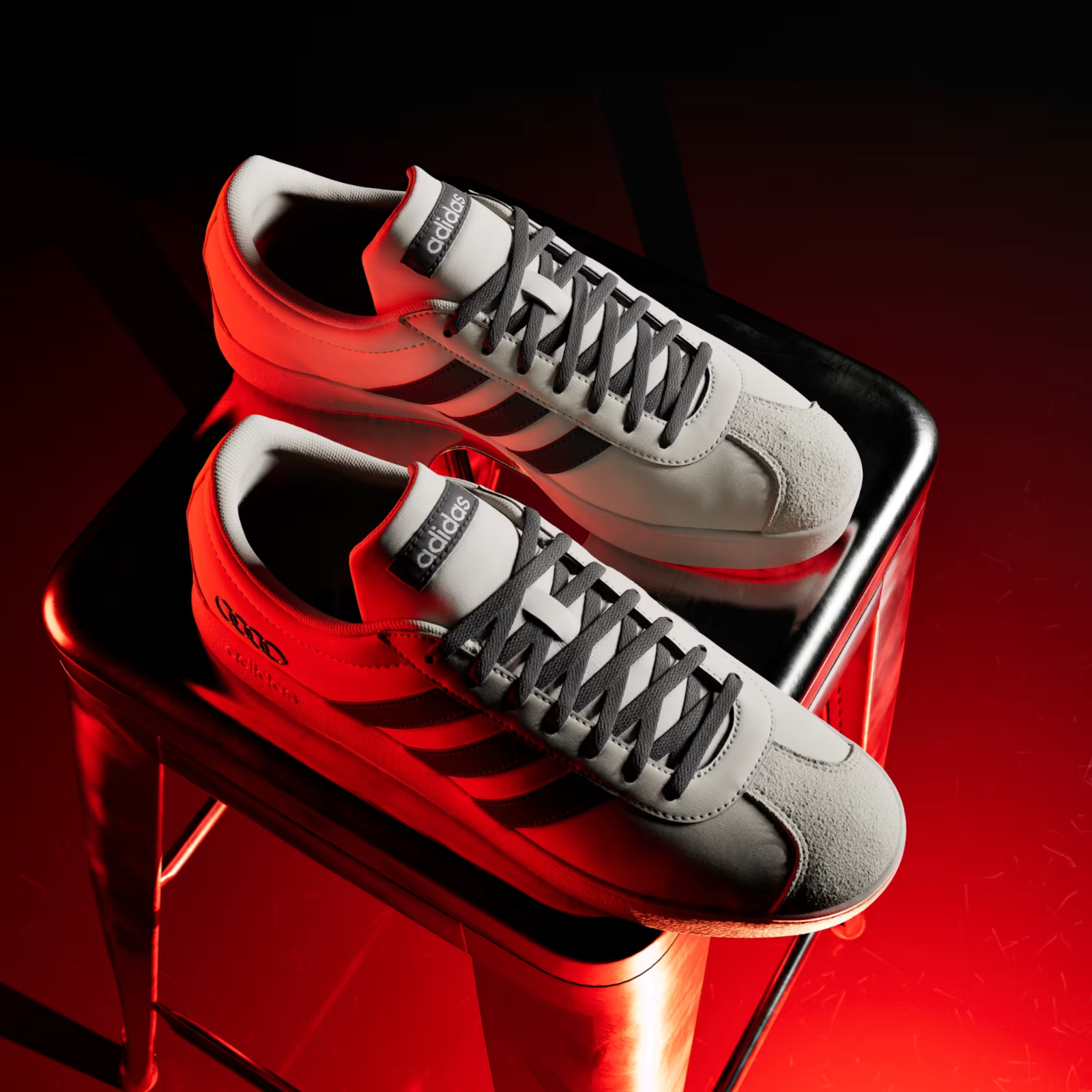 Adidas AUDI F1 TEAM VL COURT SHOES in Chalk Pearl / Utility Black / Hi-Res Red