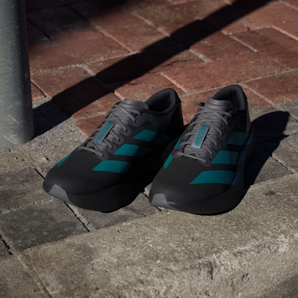 Adidas Adizero Evo SL Shoes in Black/Pure Teal/Grey Four