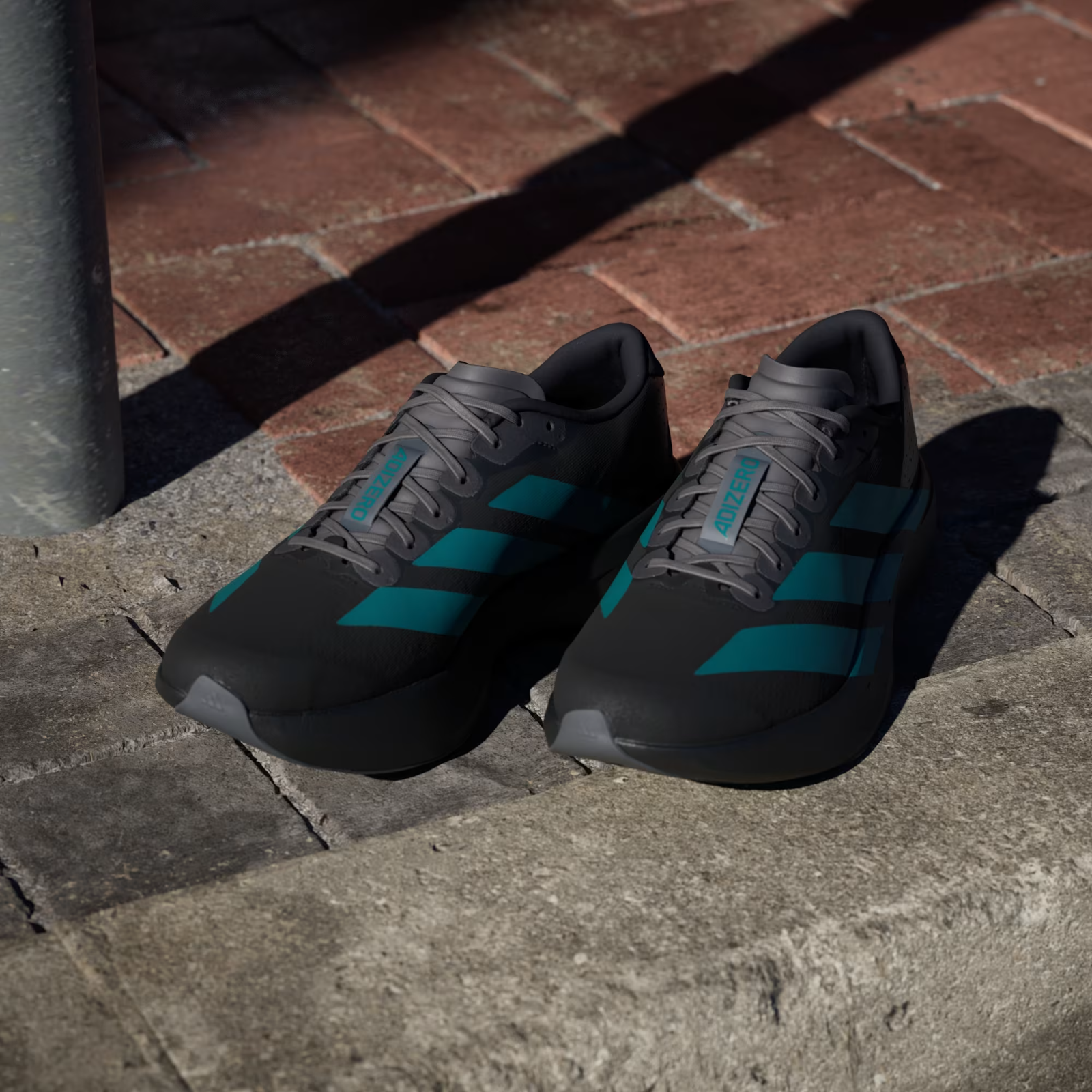 Adidas Adizero Evo SL Shoes in Black/Pure Teal/Grey Four