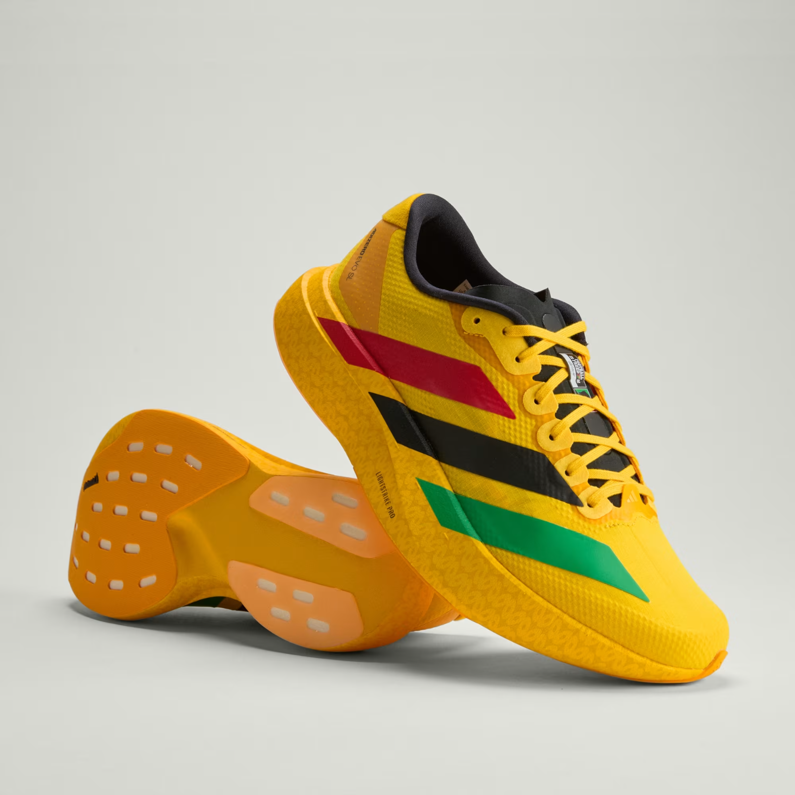 Adidas ADIZERO EVO SL Trainers in Bold Gold/Vivid Green/Pure Ruby Shoes