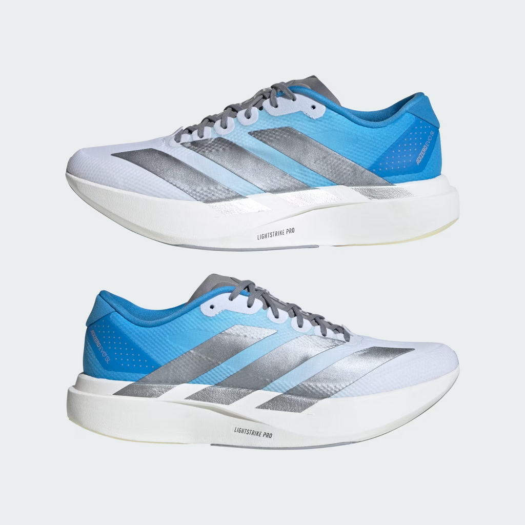 Adidas ADIZERO EVO SL Trainers in White and Blue Shoes