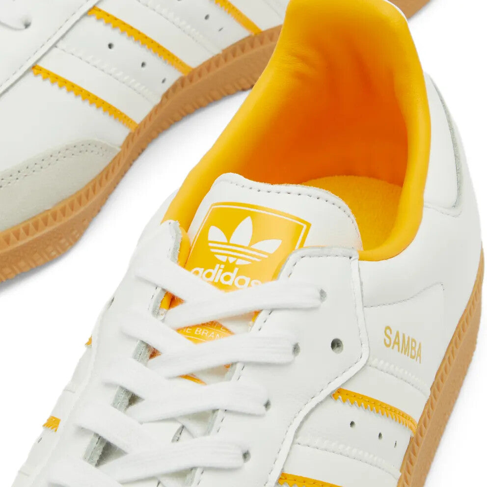 adidas Men's Originals Samba OG Shoes in White and Yellow Leather Trainers