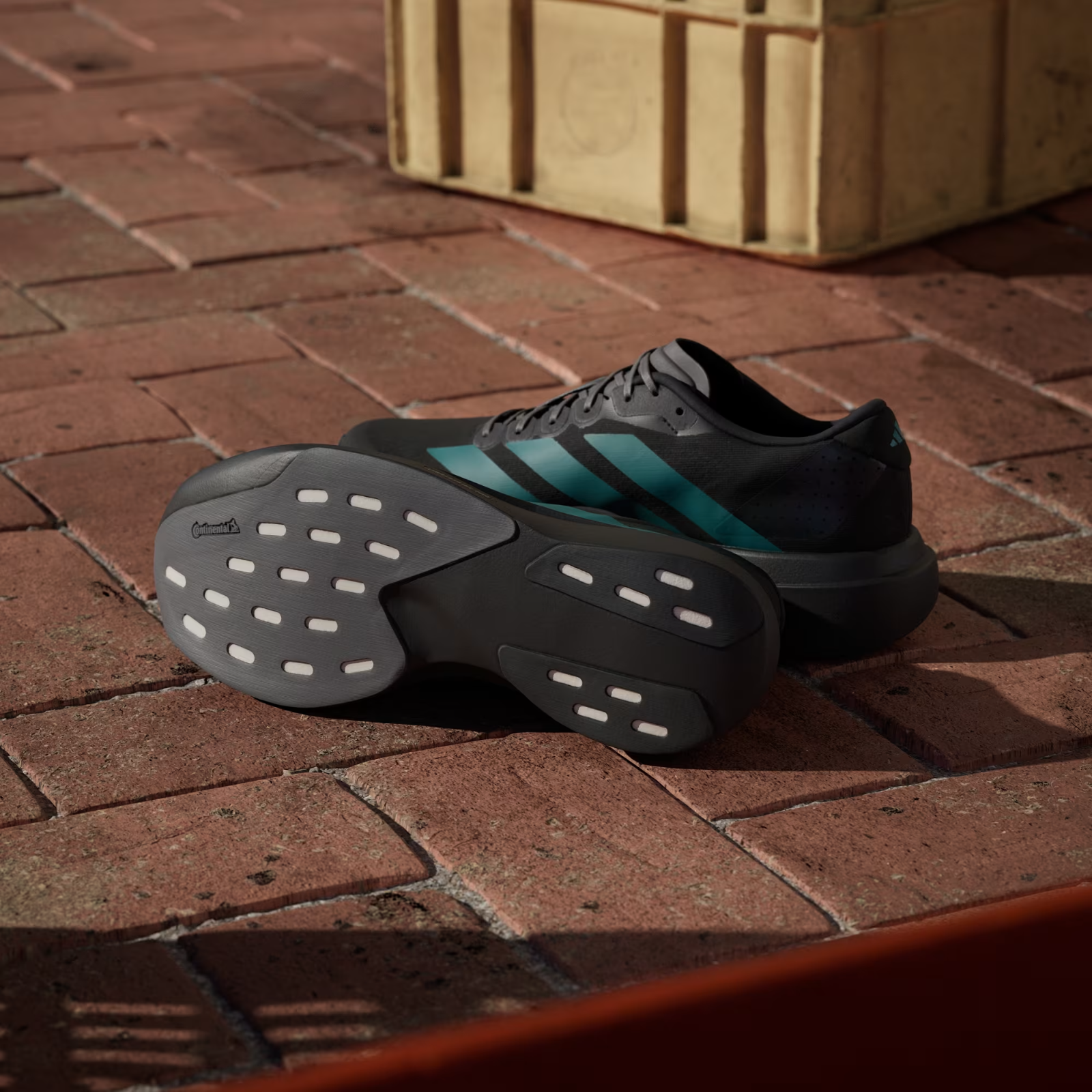 Adidas Adizero Evo SL Shoes in Black/Pure Teal/Grey Four