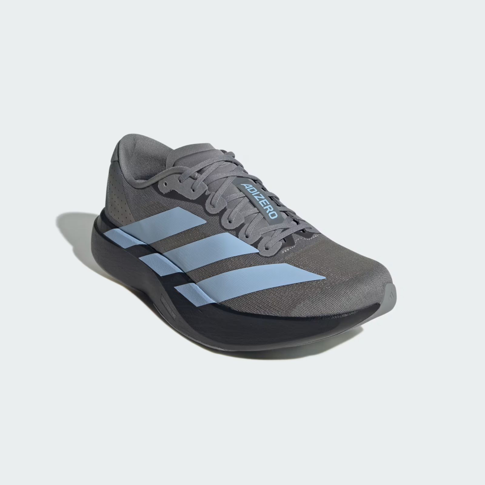 Adidas Adizero Evo SL Shoes in Grey Three/Glow Blue/Core Black
