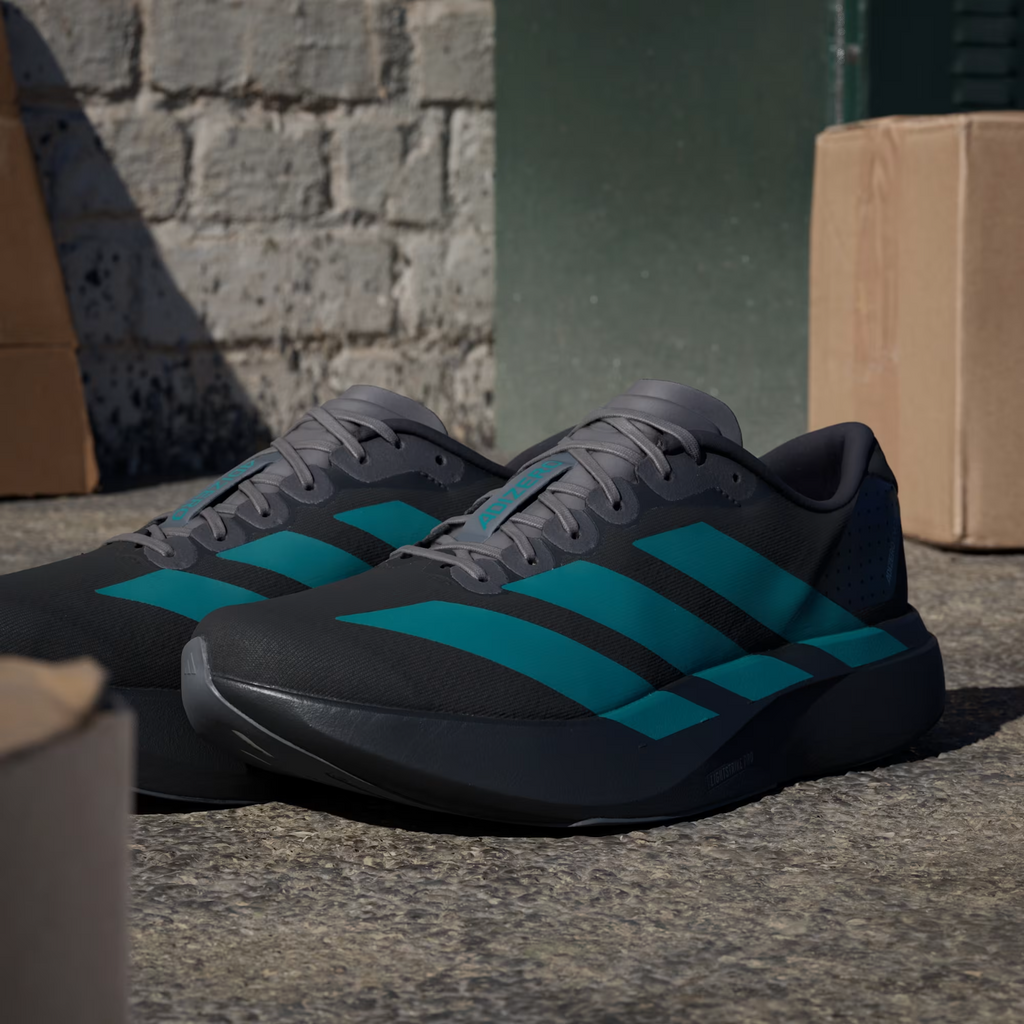 Adidas Adizero Evo SL Shoes in Black/Pure Teal/Grey Four