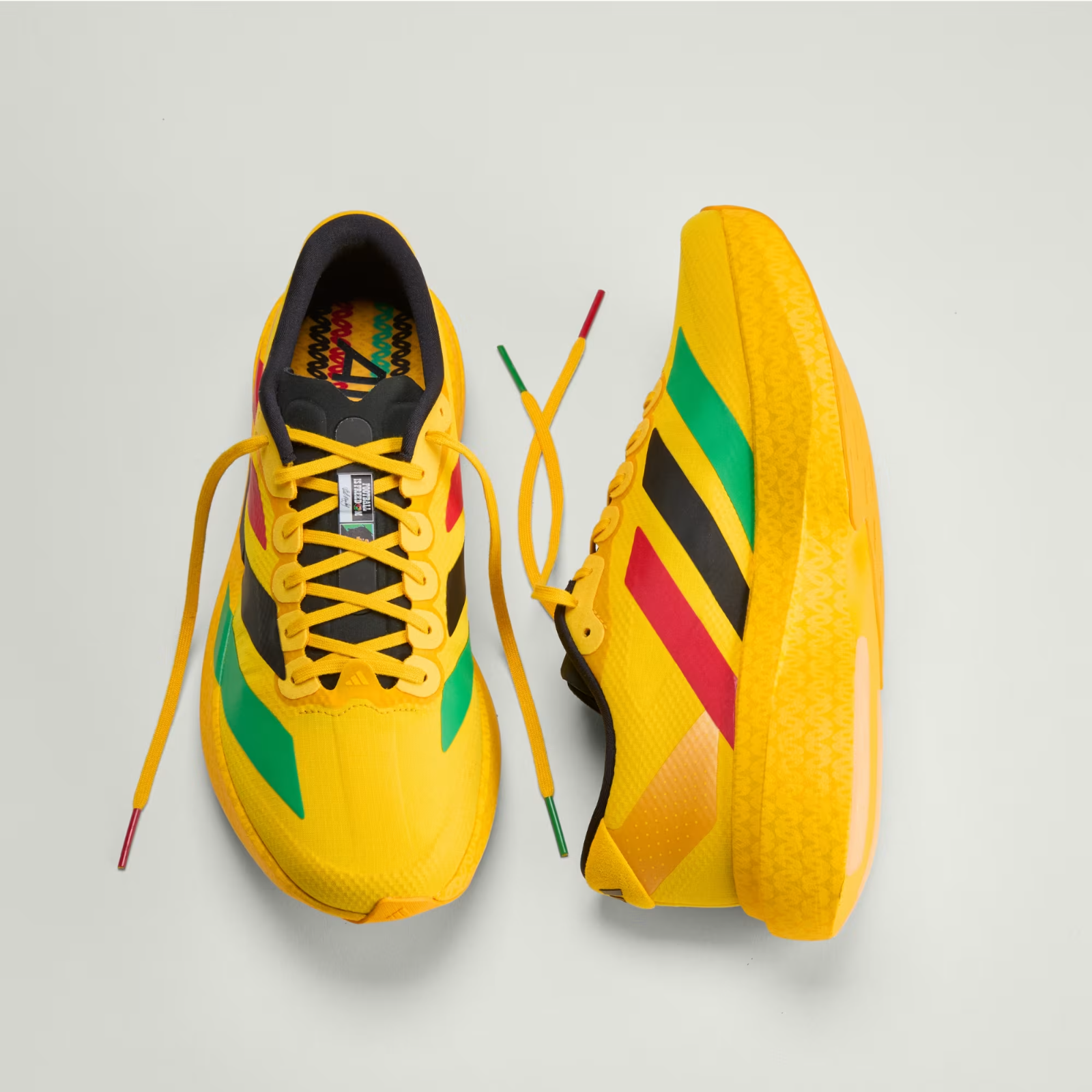 Adidas ADIZERO EVO SL Trainers in Bold Gold/Vivid Green/Pure Ruby Shoes