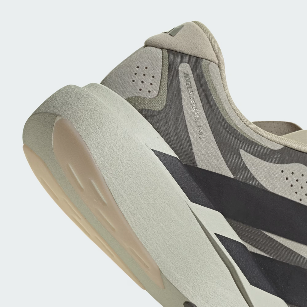 Adidas ADIZERO EVO SL EXO Shoes in Putty Grey/Utility Black/Iron Metallic