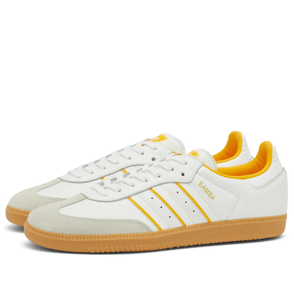 adidas Men's Originals Samba OG Shoes in White and Yellow Leather Trainers