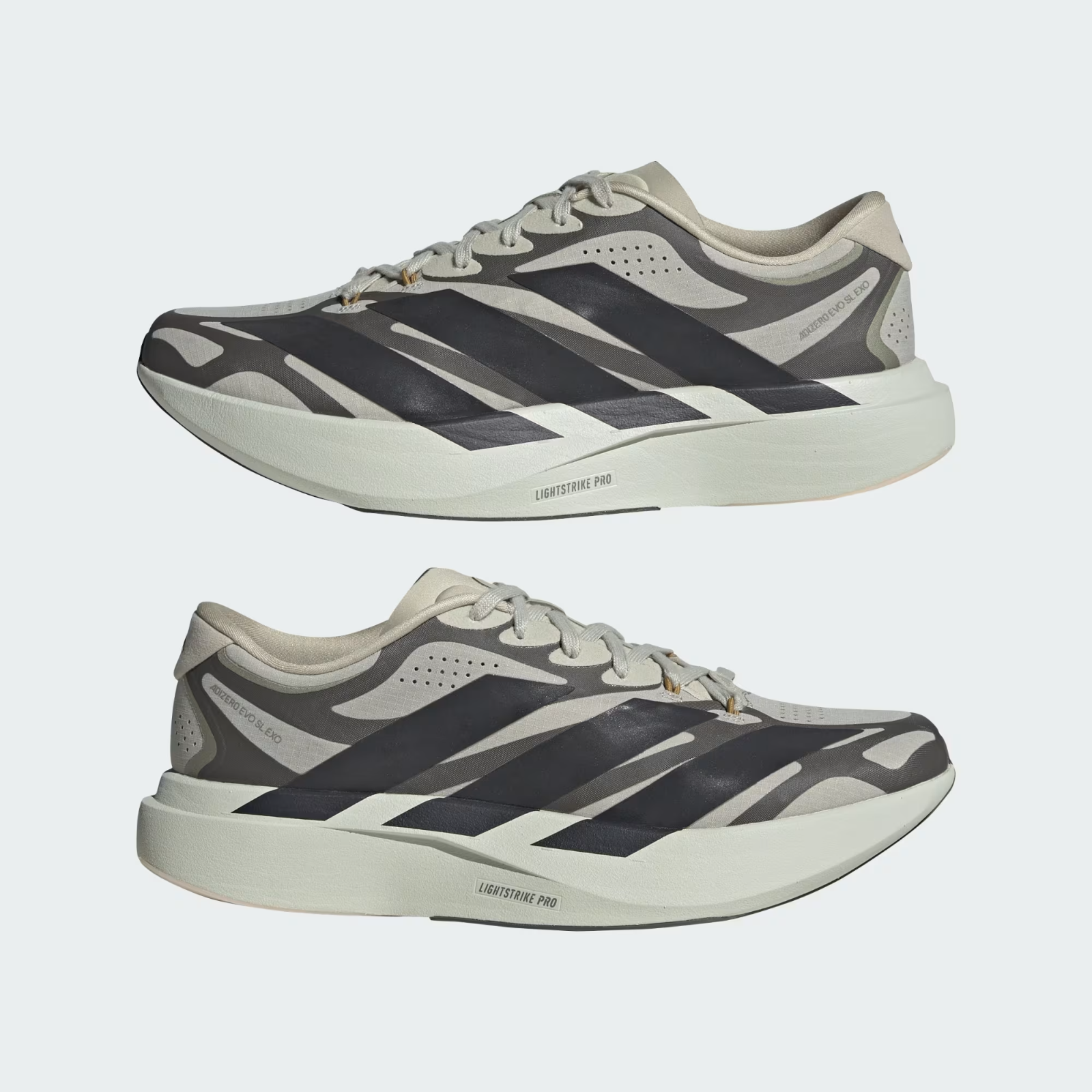 Adidas ADIZERO EVO SL EXO Shoes in Putty Grey/Utility Black/Iron Metallic