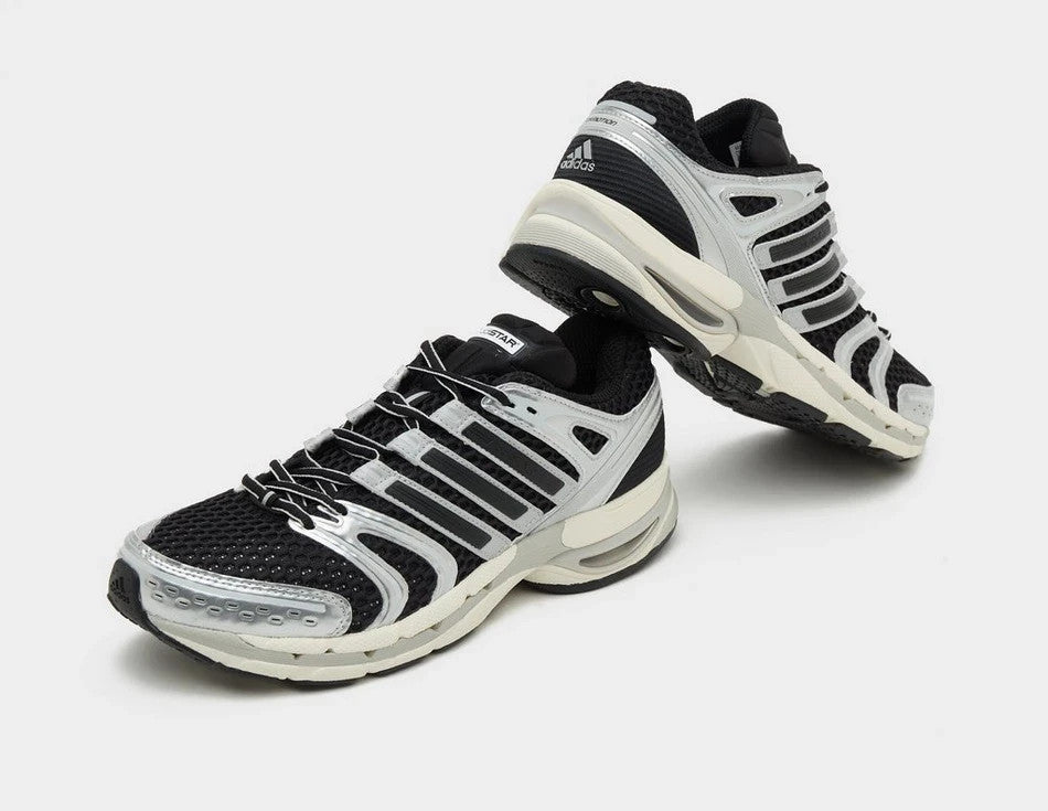 adidas Originals Adistar Control 5 Shoes in Black and Metallic Silver