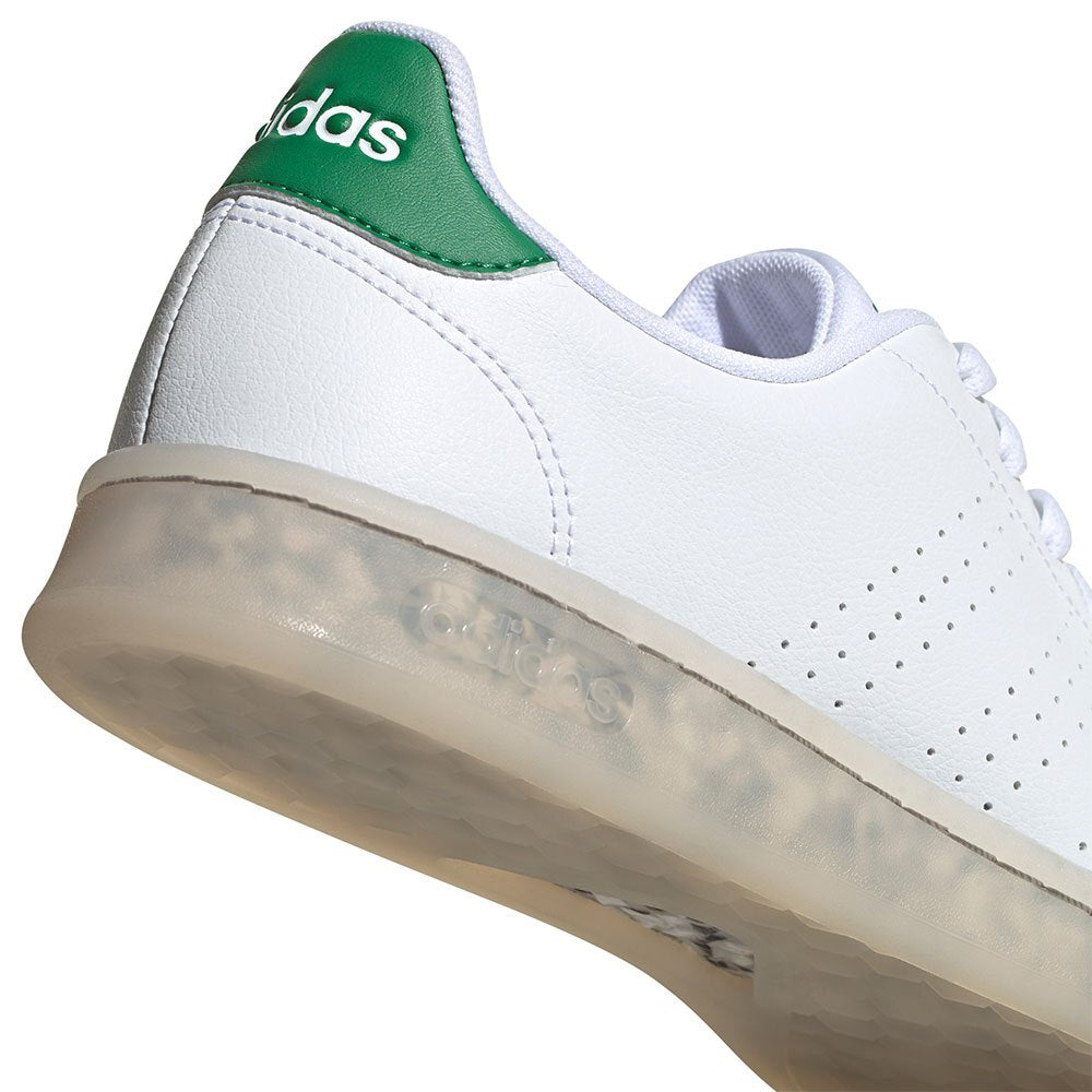 adidas Advantage Eco Shoes in White and Green UK 12