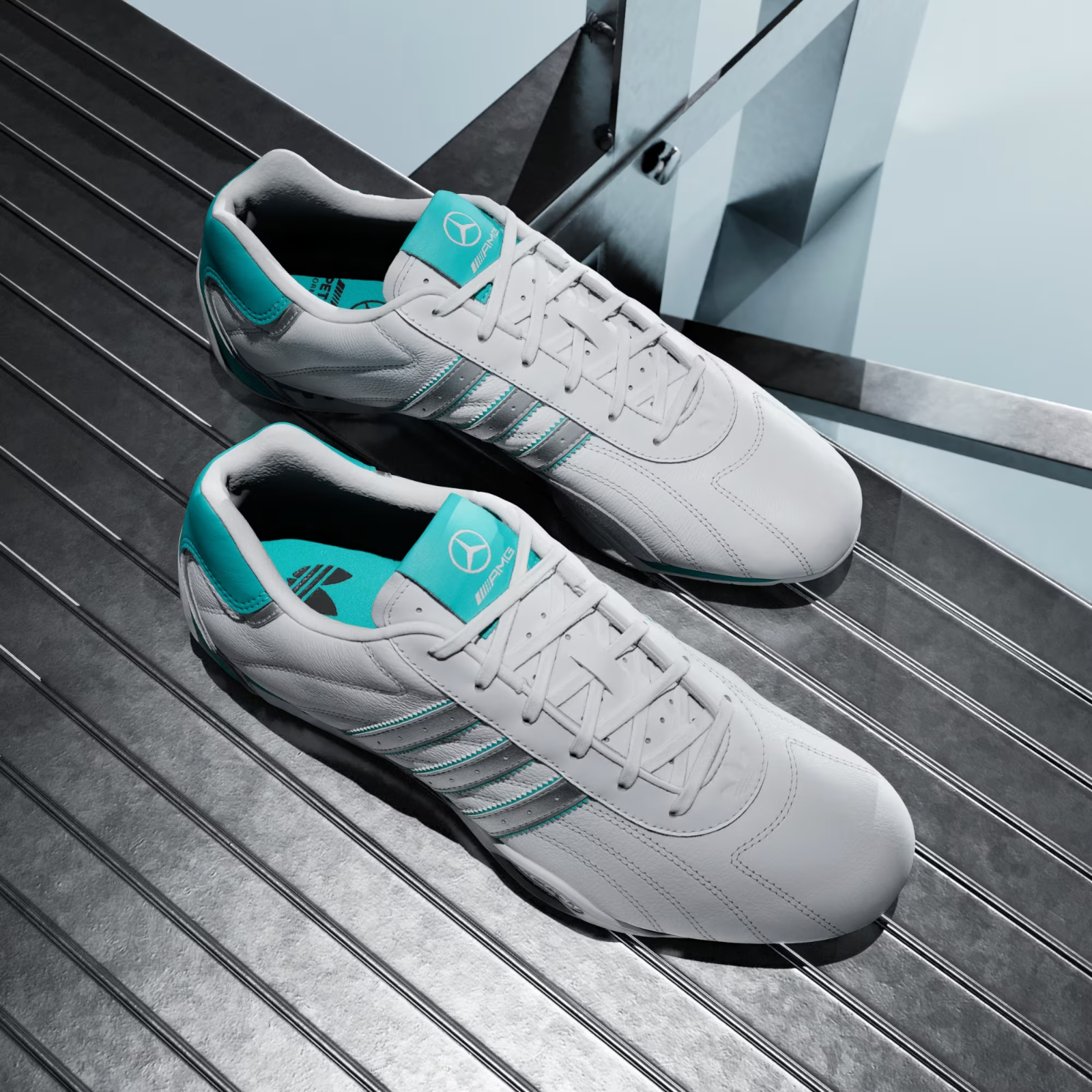 Adidas ADIRACER LO MERCEDES AMG PETRONAS F1 TEAM SHOES in Cloud White
