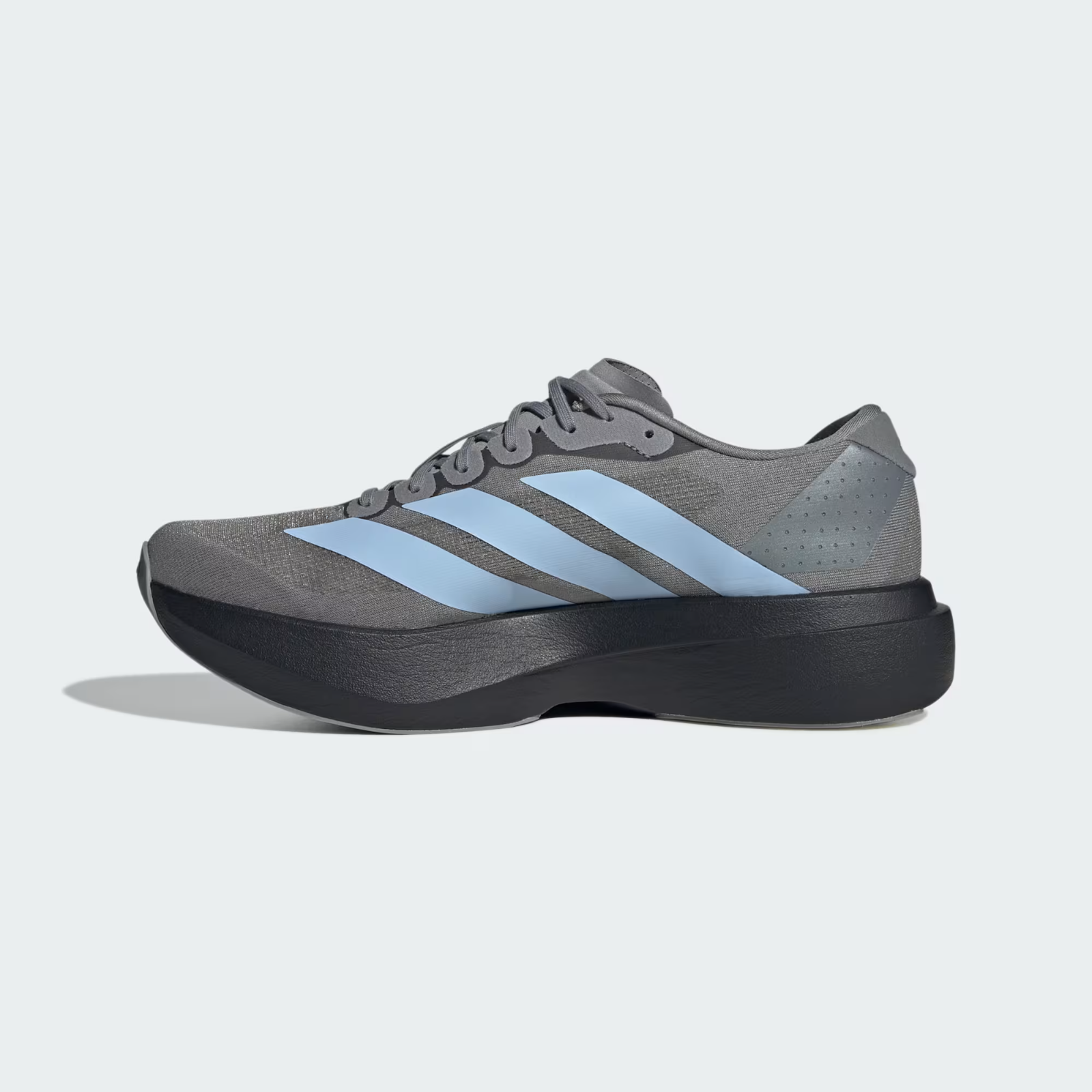 Adidas Adizero Evo SL Shoes in Grey Three/Glow Blue/Core Black