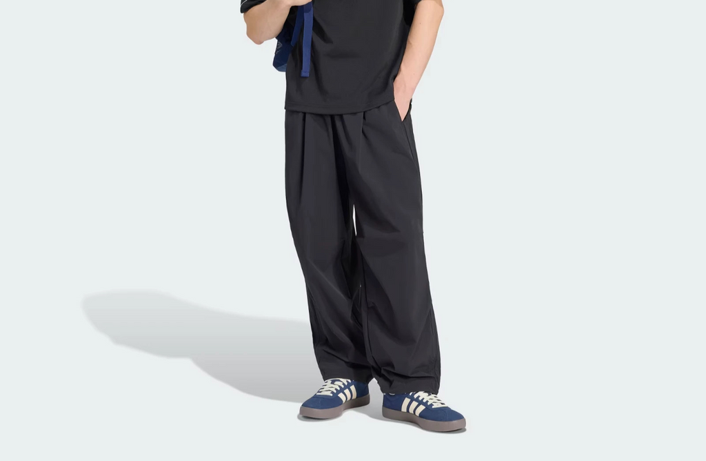 Adidas Men's City Tech 3 Stripes Loose Fit Tracksuit Bottoms Black